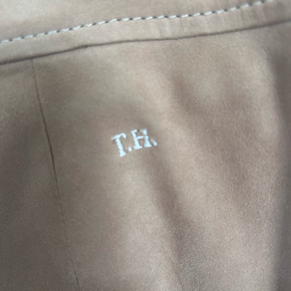 Tommy Hilfiger Vintage 100% Suede Leather Button-Front Tan A-Line Skirt Size 6 - Picture 7 of 12